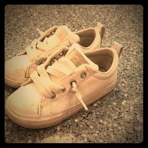 White leather Converse All Star slip ons